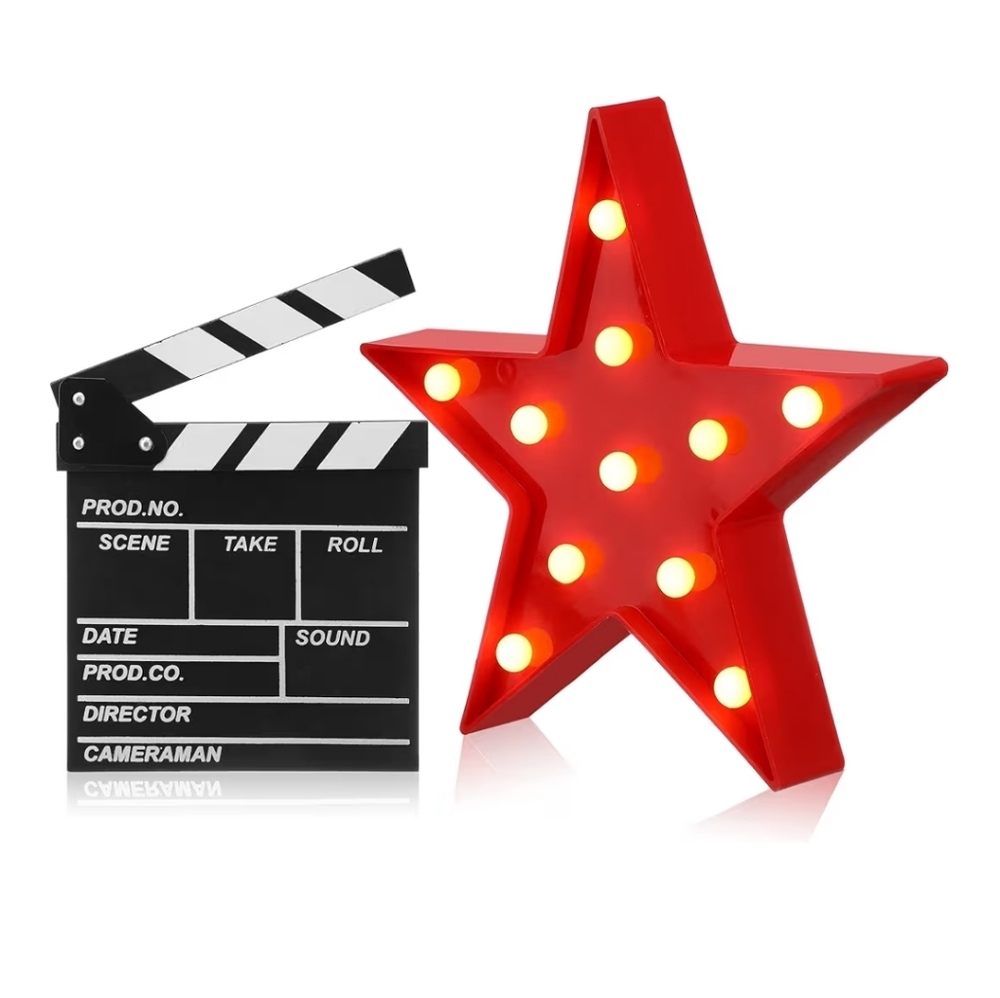 Movie Night Decor Lighted Star And Film Clapper Board